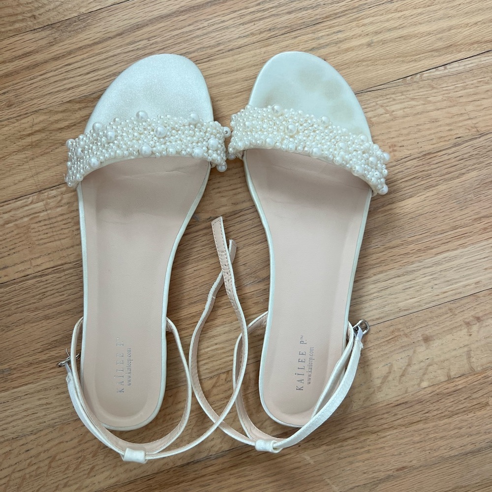 Kailee White Pearl Embellished Sandals